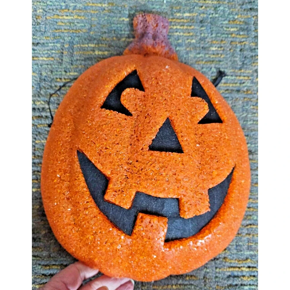 Vintage Popcorn Pumpkin Jack O Lantern Mask - Wall Decor 12.5
